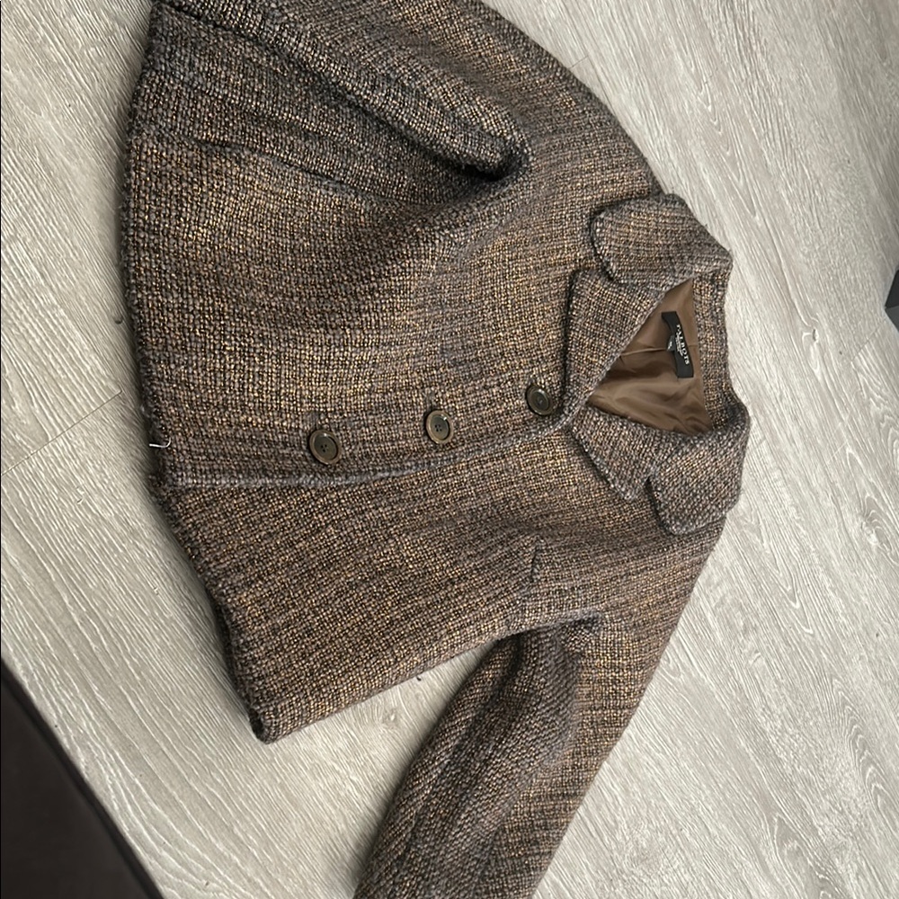 Brown Tweed Jacket with Button Closure